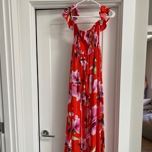 Orange floral skort romper